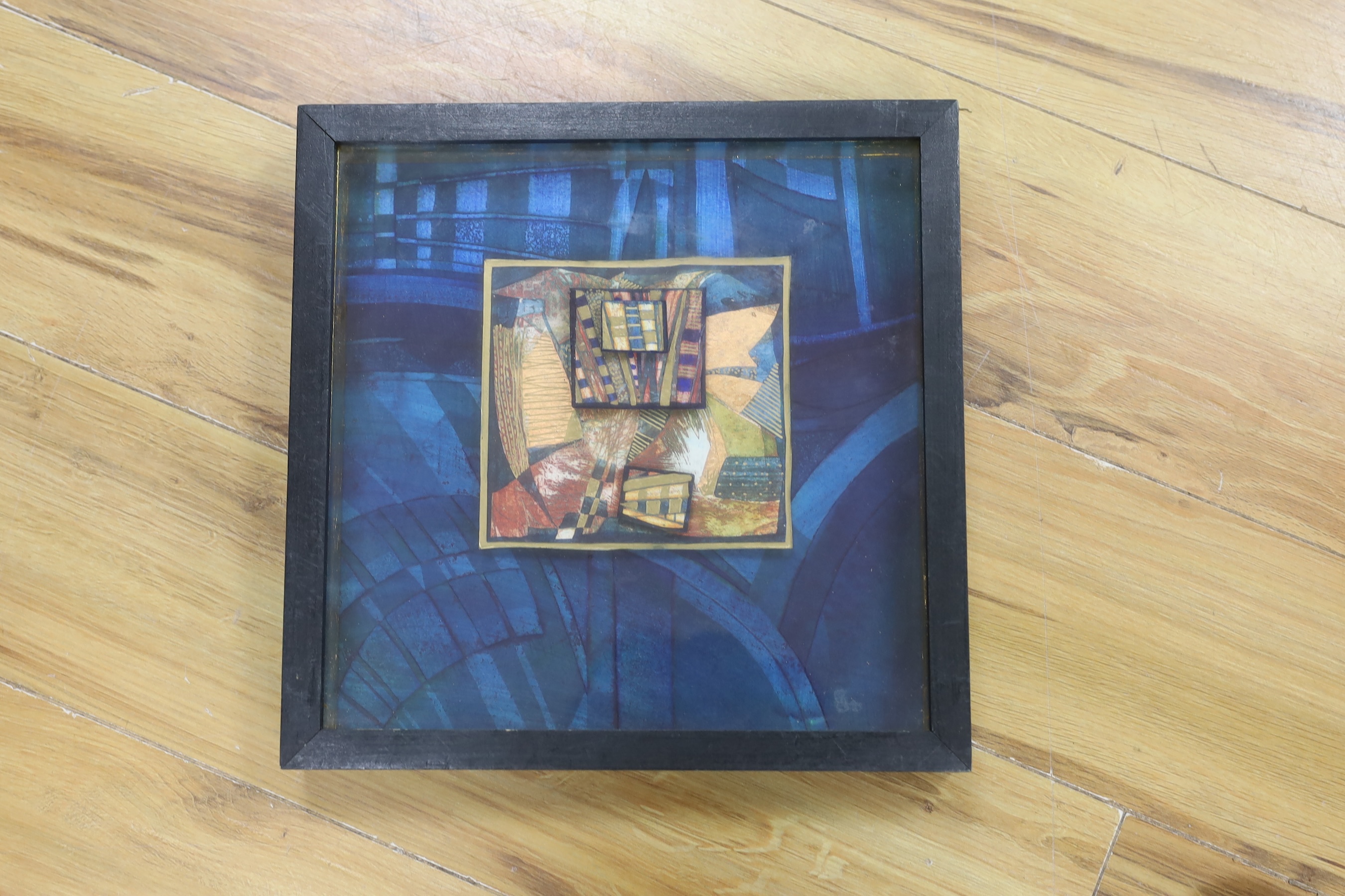 Brenda Hartill (New Zealand), mixed media, 'Floating Landscape No.I', signed verso and dated 2000 verso, 29 x 29cm. Condition - fair